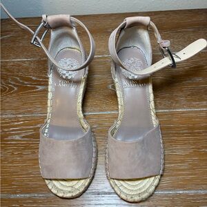Vince Camuto Blush Suede Espadrille Wedge Sandals